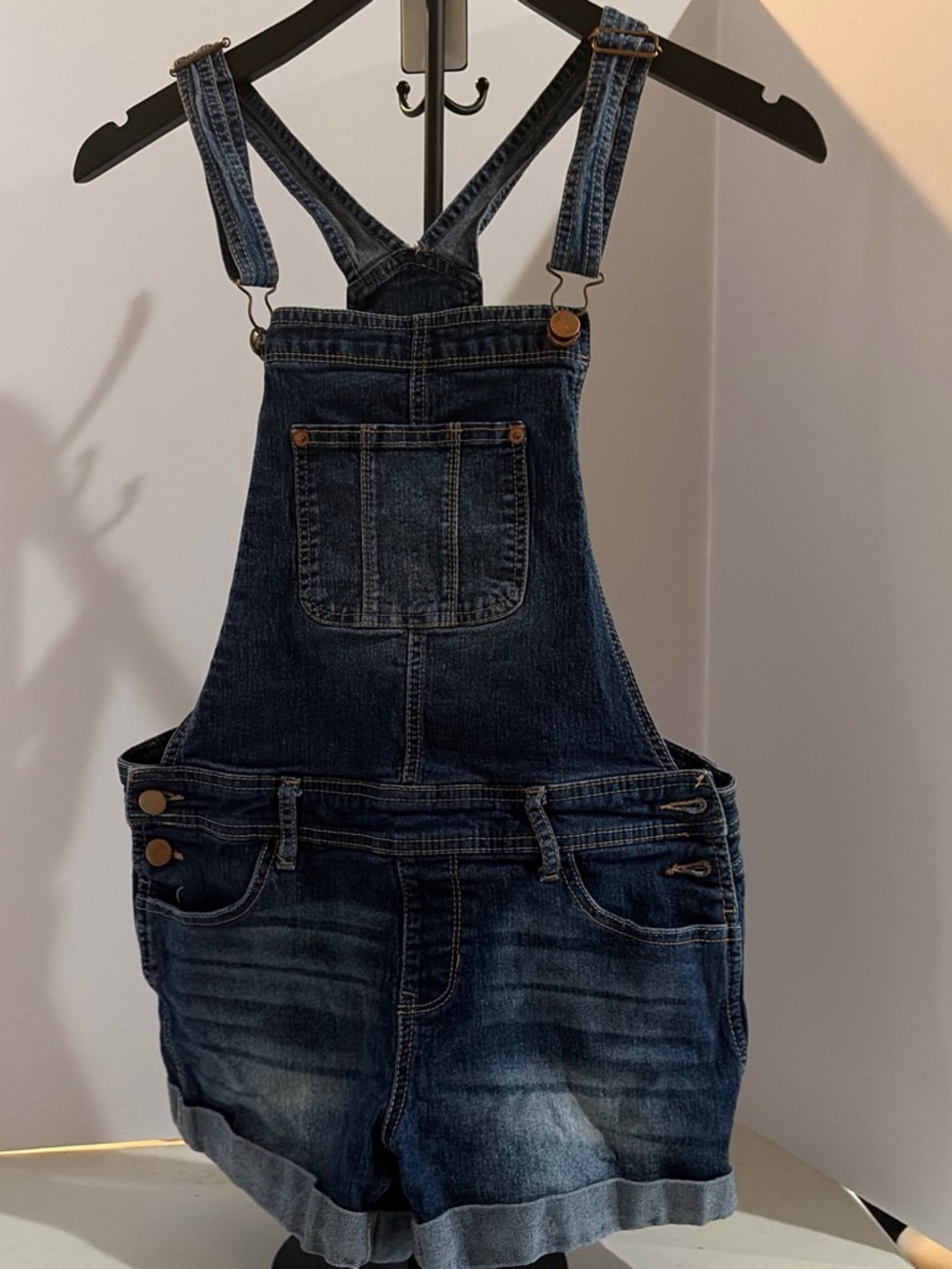 Kids Denim Short Overalls - Dark Blue